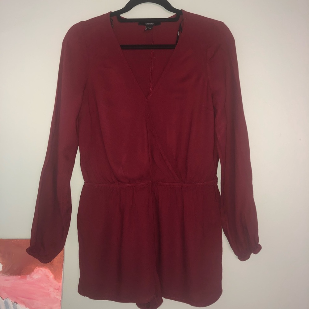 A gorgeous maroon romper!